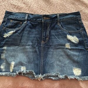 Old Navy Distressed Denim Mini Skirt - Dark Blue